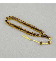 Omari Ateş Kehribar Basık Küre Kesim Oturtma İmameli Sistemli Bilek Boy 7.5x10.5mm Tesbih