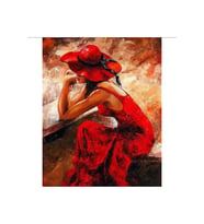 Kırmızı Düşünce Sayılarla Boyama Seti Canvas Kasnaklı 40 x 50 cm