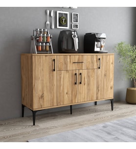 Tanmob MDL0302 Alt Çok Amaçlı Dolap 4 Kapaklı Çekmeceli Mutfak Dolabı Çam