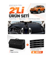 e-biz CHEVROLET CAPTİVA (2008-2011) Uyumlu Torpido Örtüsü + Deri Bagaj Çantası Seti - Siyah - CH007