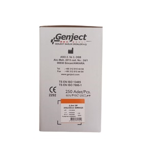 GENJECT - 2.5 ML 3P 25G TURUNCU 25MM AŞI ENJEKTÖRÜ - 100 ADET