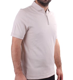 Twister 2298 Bej Günlük Kısa Kol Normal Kesim Pamuklu Fermuarlı Polo Yaka Erkek Tişört