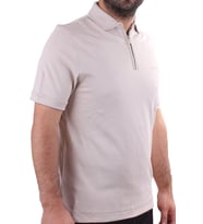 Twister 2298 Bej Günlük Kısa Kol Normal Kesim Pamuklu Fermuarlı Polo Yaka Erkek Tişört