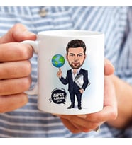 Kişiye Özel Dünyayı Parmağında Oynatan Erkek Karikatürlü Bardak