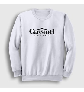 Presmono Unisex Beyaz Logo Oyun Genshin Impact Sweatshirt 360742tt (Beyaz)