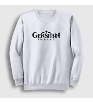Presmono Unisex Beyaz Logo Oyun Genshin Impact Sweatshirt 360742tt (Beyaz)