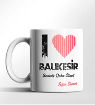 Kişiye Özel Balıkesir Seninle Daha Güzel Tema Beyaz Kupa