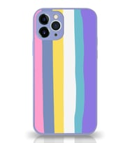 PrintiFy Apple iPhone 11 Pro Kamera Korumalı Lila Gökkuşağı Desenli Cam Kapak Lila