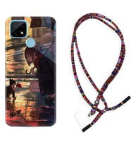 Realme C11 C21 C21Y C25Y C11 2021 Kılıf Boyun Asklı Rasta Silikon Kız ve Kedi 1762