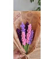 Vintage Lavanta Buketi, Solmayan Çiçek, Sevdiğinize Hediye, Mor, Pembe, Lila Lavanta, Örgü Çiçek