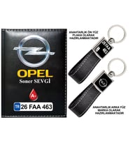 Plakanıza Özel Opel Logolu Siyah Ruhsat Kabı ve Anahtarlık