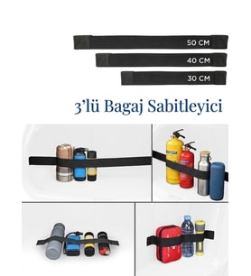 Oto Araba Bagaj Sabitleyici 3'lü Set Elastik Cırtlı Araç Içi Toplayıcı Bagaj Lastiği Bagaj Düzenleyici