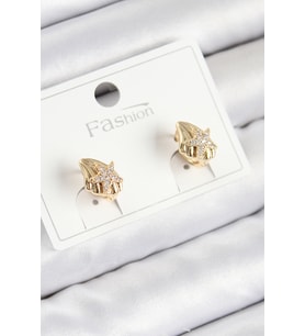 Pirinç Zirkon Taşlı Yıldız Model Gold Renk Çocuk Küpe TJ-BKP11193