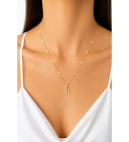 Xuping Gold Renkli, Zirkon Taşlı H Harfi Kolyesi - 45 cm (Anti-Alerjik)