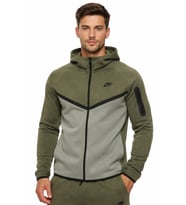 Nike Tech Fleece Full Zip Windrunner Hoodie Kapüşonlu Unisex Sweatshirt Haki Yeşil