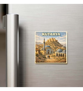 Kütahya Şehri - Pop-Art Travel - 9x9 cm Buzdolap Magneti