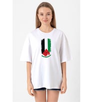 Watermelon Palestine Flag Beyaz Kadın Oversize Tshirt