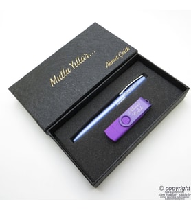 16GB. İsme Özel Otg Usb Bellek + Scrikss İsme Özel Kalem Seti - Mor Eflatun
