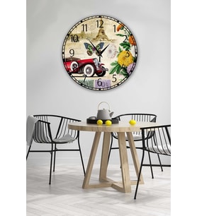 Retro Tasarımlı Duvar Saati 35x35 Cm (Baskılı)