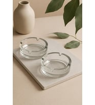 2 Adet Bistro Keyf Cam Küllük - Kül Tablası - Yuvarlak Kül Tabağı 10,5 Cm