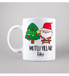 Mutlu Yıllar & Merry Christmas & Yılbaşı & Noel Baba Tasarımlı Kupa Kişiye Özel