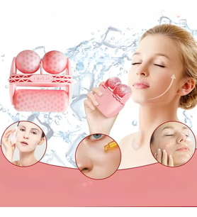 Ice Roller Çift Taraflı Face Buz Roller Koruma Kapaklı Pembe Renk