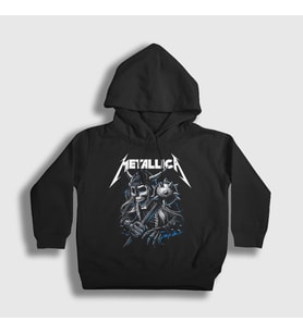 Presmono Unisex Çocuk Siyah Hammer Metallica Kapüşonlu Sweatshirt 292311tt