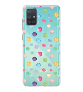 PrintiFy Samsung Galaxy A71 ile Uyumlu 1mm Slim Fit Water Color 6 Baskılı Şeffaf  Kılıf