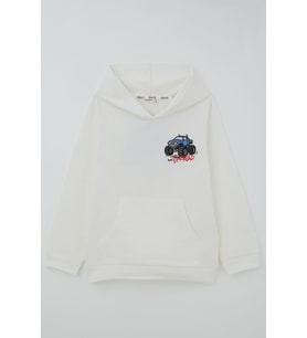 Breeze Erkek Çocuk Sweatshirt Macera Temalı Arazi Aracı Sırt Baskı Detaylı 4-8 Yaş , Ekru