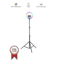 Işıklı Selfie Çubuğu 2.1M 14 Inc Saplı Youtuber Makyaj Işığı MJ36