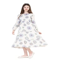Gülücük Kids G01602-429 Kız Çocuk Keten Desenli Elbise - Gülücük - Beyaz - ST01602-Beyaz-14 YAŞ