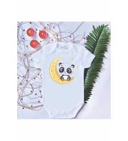 Unisex Bebek Baskılı Panda Pamuklu Çıtçıtlı Body