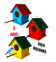 ahşap kuş yuvası dış mekan suya dayanıklı 3 adet