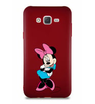 Samsung Galaxy J7 Soft Premier Kapak Minnie Mouse-D Tasarımlı Silikon Kılıf - Mürdüm (Şeffaf)