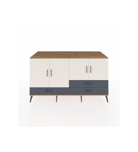 Kronos Konsol 5 Raflı 3 Çekmeceli 4 Kapaklı 176x59x99 Çam-Aytaşı/Antrasit