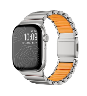 Apple Watch 42mm Kordon Hafif Saf Titanyum Kayış 149 (Gümüş - Turuncu)