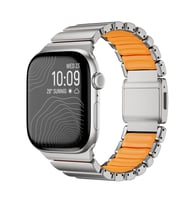 Apple Watch 42mm Kordon Hafif Saf Titanyum Kayış 149 (Gümüş - Turuncu)