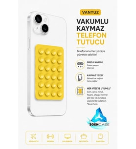 Cep Telefonu Tutucu Vantuzlu Vakumlu Kaymaz Tüm Telefonlar ile Uyumlu Yapışkanlı Telefon Tutucu Sarı