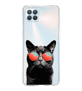PrintiFy Oppo Reno 4 Lite  ile Uyumlu 1mm Slim Fit Kedi 3 050d Baskılı Şeffaf  Kılıf