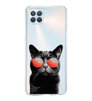 PrintiFy Oppo Reno 4 Lite  ile Uyumlu 1mm Slim Fit Kedi 3 050d Baskılı Şeffaf  Kılıf