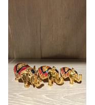 Swarovski Taşlı Fil 3Lü Mücevherlik / Dekoratif Biblo (Beyaz)