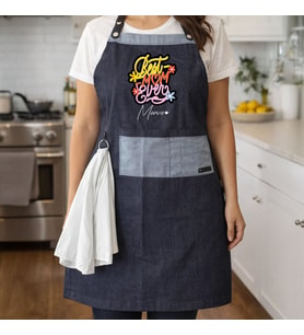 BK Gift Kişiye Özel Anneler Günü Tasarımlı Pamuk Denim Havlu Detaylı Mutfak Önlüğü -7, Aşçı ve Şef Önlüğü, Ev Hediyesi