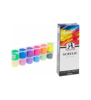 Monalisa Akrilik 12 Renk x 22 ml Neon + Pastel Renkler Akrilik Boya (Karışık)