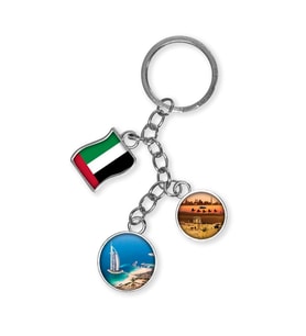 Dubai Üçlü Epoksi Metal Çift Taraflı Damla Anahtarlık Dubai (Çok Renkli)