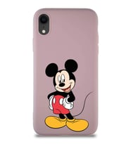 Apple iPhone XR Soft Premier Kapak Mickey Mouse-E Tasarımlı Silikon Kılıf - Pudra (Şeffaf)