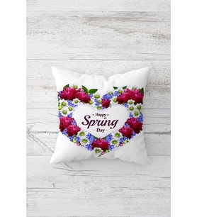 Happy Spring Day Çift Tarafı Baskılı Gizli Fermuarlı Yastık Kılıfı Kırlent Koltuk Yastık Kılıfı (Beyaz)