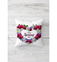 Happy Spring Day Çift Tarafı Baskılı Gizli Fermuarlı Yastık Kılıfı Kırlent Koltuk Yastık Kılıfı (Beyaz)