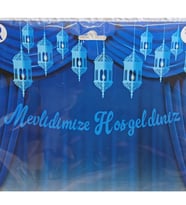 Mevlidimize Hoş Geldiniz Banner Yazı Mevlüt Süsleri Mavi-