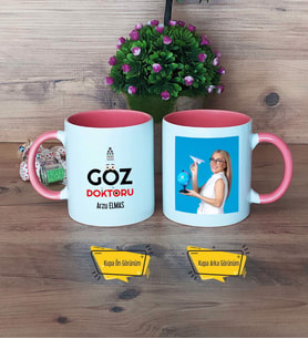 Göz Doktoru Kupa Bardak Pembe Fotoğraflı Tıp Bayramı Hediyesi