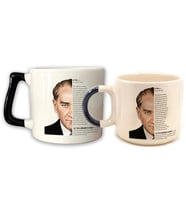Atatürk Baskılı Gençliğe Hitabe Siyah Kulplu D-P Kupa Set (Beyaz)